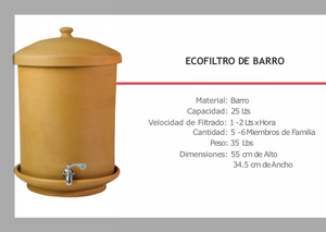 Eco Filtro de Barro(Water Clay Filter)ordene 1 semana antes/order 1 week ahead